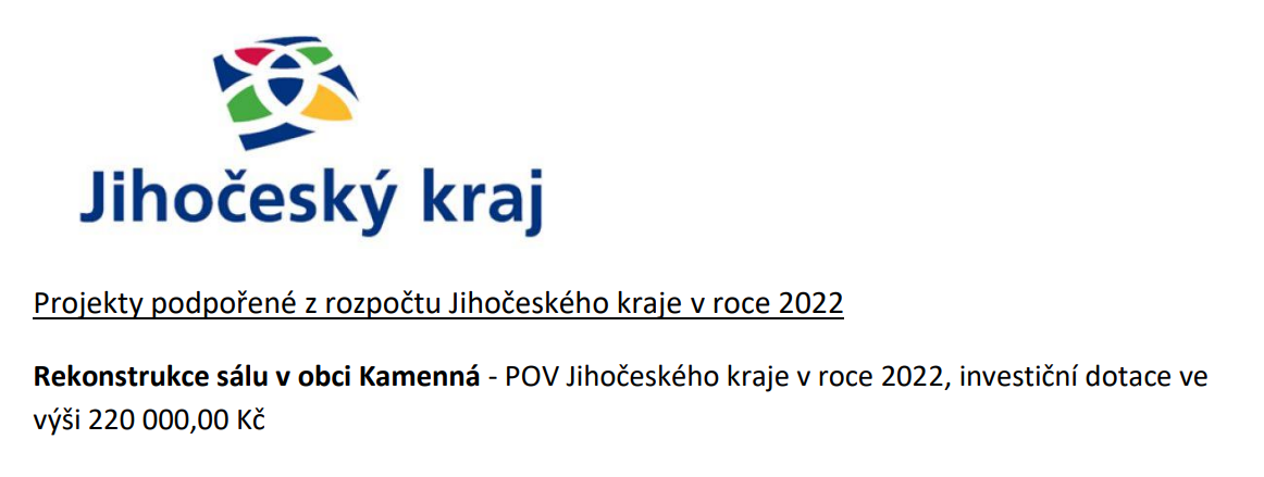 Rekonstrukce sálu v obci Kamenná